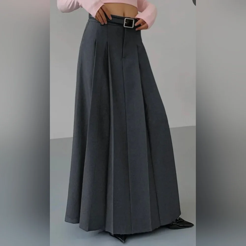 Commense Women's Gray Mid Waist Pleated Maxi Skirt (New w/Tags!) - Picture 1 of 4